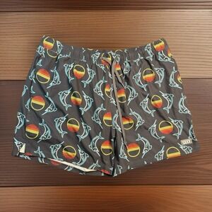 SAXX Oh Buoy 2N1 Swim Shorts XXL Swordfish Sunset Print BallPark Pouch Lined